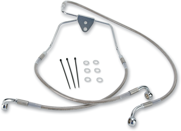 Extended Length Stainless Steel Brake Line Kit Silver, Clear-coated Oversize [+51 mm (2'')], 2, nordicamoto.ro