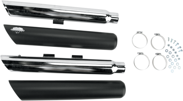 3(r) Round Twin Slash Slip-on Mufflers Black, 2, nordicamoto.ro