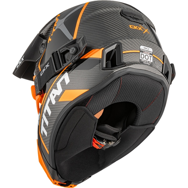 Cască CKX Titan AMS Conrod Orange Matt Carbon + ochelari de protecție, M, 11, nordicamoto.ro
