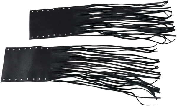 Fringed Leather Grip Covers Black, 1, nordicamoto.ro