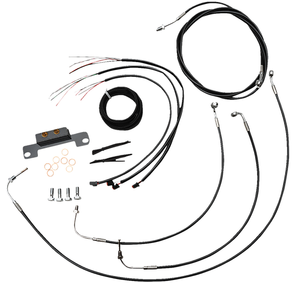 Complete Black Vinyl Braided Handlebar Cable/brake Line Kit Black, 1, nordicamoto.ro