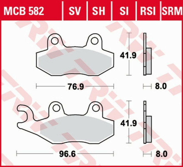 Placute frana fata/spate TRW Sinterizate APRILIA SX 125 '18-/HONDA NSR 150 '02-/KAWASAKI KLX 125 '10-'13/KDX 250 '90-'94/KLX 250 '09-'17/KLF 300 '89-'07/YAMAHA WR 125 '91- '97/TT 350 '91-'95/XTZ 750 '89-'97