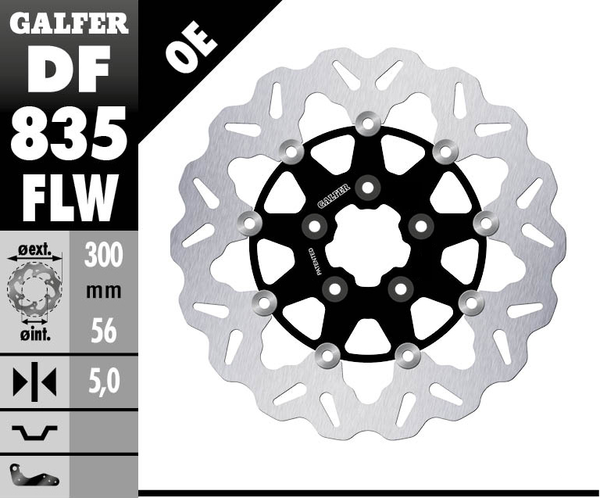 Brake Rotor Floating Flame Black, Silver, 1, nordicamoto.ro