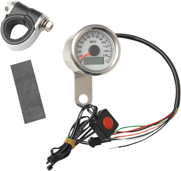 Programmable Mini Electronic Speedometer With Odometer/tripmeter White, 1, nordicamoto.ro