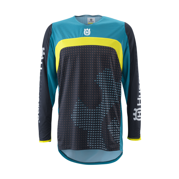 Tricou Husqvarna Railed Pro Blue/Yellow/Turquoise-3