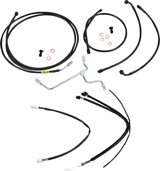 Complete Black Vinyl Handlebar Cable/line Kit For Ape Hanger Handlebars Black, 1, nordicamoto.ro