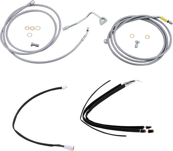 Complete Stainless Braided Handlebar Cable/brake Line Kit Silver, 1, nordicamoto.ro