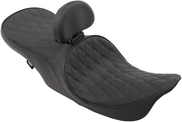 Forward Positioned 2-up Low Profile Touring Leather Seat Black, 1, nordicamoto.ro