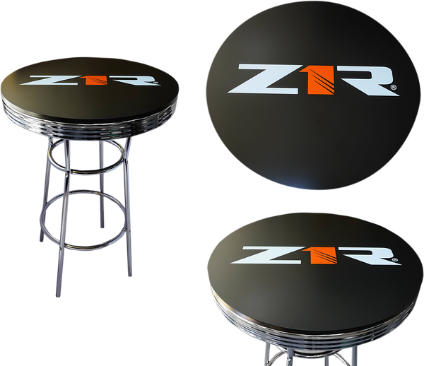 Round Pub Table Black, Red, White, Chrome Plated, 1, nordicamoto.ro