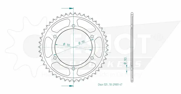 Pinion standard spate 525 negru, 2, nordicamoto.ro
