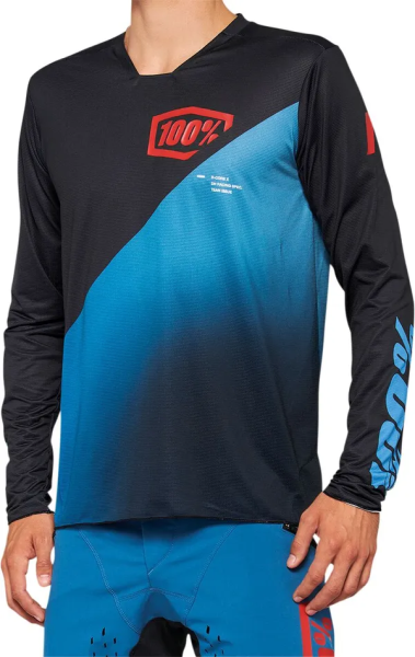 Tricou MTB 100% R-Core Black/Blue-1