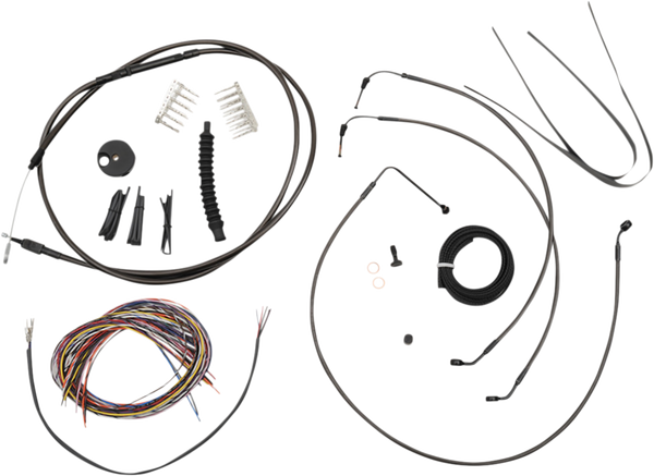 Complete Midnight Braided Handlebar Cable/brake Line Kit Black, 1, nordicamoto.ro