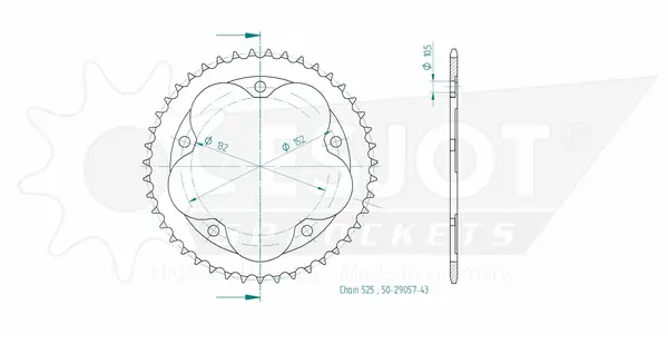 Pinion standard spate 525 negru, 2, nordicamoto.ro