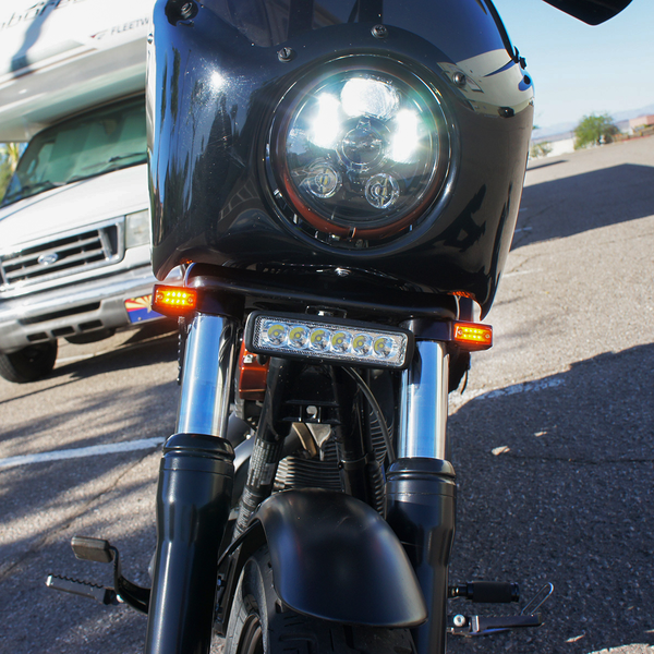 Rectangle Led Fork Mount Turn Signals Anodized Black, 2, nordicamoto.ro