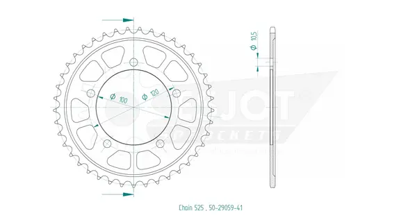 Pinion standard spate 525 negru, 2, nordicamoto.ro