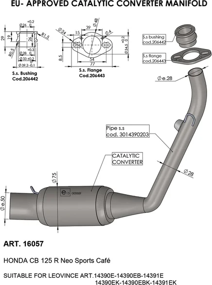 Catalytic Converter Stainless Steel, 1, nordicamoto.ro