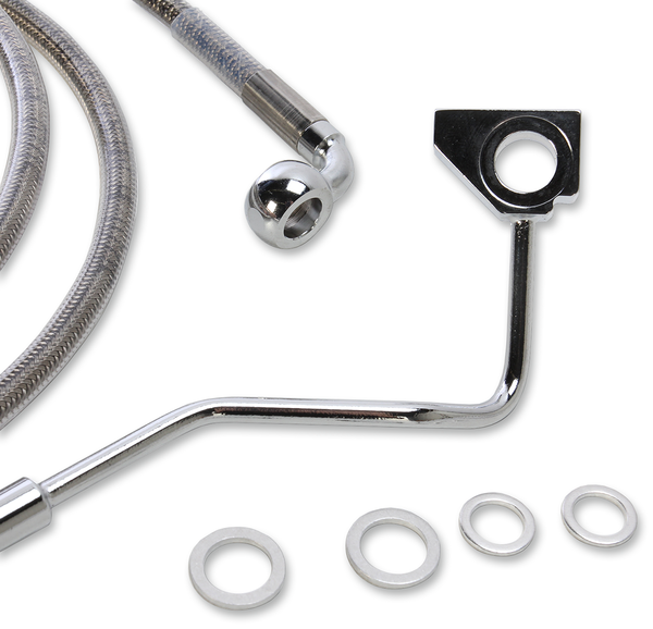 Extended Length Stainless Steel Brake Line Kit Silver, Clear-coated Oversize [+203 mm (8'')], 2, nordicamoto.ro