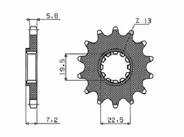 Pinion pentru arbore intermediar Powerdrive, negru, parkerizat, 1, nordicamoto.ro