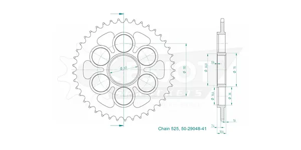 Standard Sprocket Rear 525 Zinc Plated, 2, nordicamoto.ro