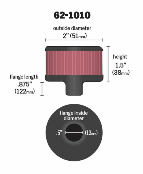 Crankcase Vent Filters Black, Red, Chrome, 1, nordicamoto.ro