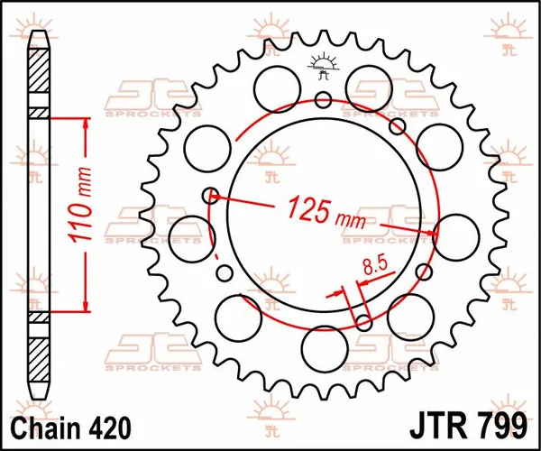 JT SPROCKETS Rear Sprocket Natural -0
