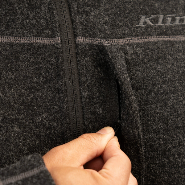 Pulover Snowmobil Klim Bighorn Canyon Wool Fleece 1/4 Zip Mid Layer Black Heather-10