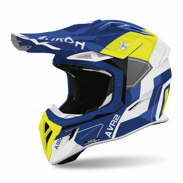 Cască Motocross Airoh Aviator Ace 2 Shield Blue/Yellow Gloss, 2, nordicamoto.ro