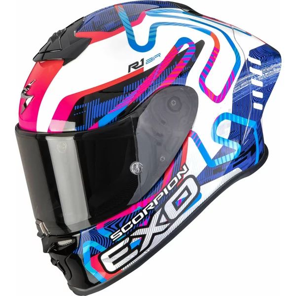 Casca integrala sport SCORPION EXO-R1 EVO II AIR CORNERING L Alb/Albastru/Verde, 2, nordicamoto.ro