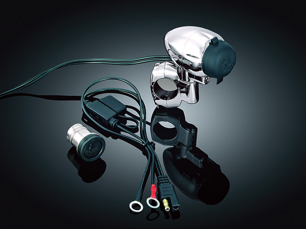 Electrical Power Point With Handlebar Mount Black, Chrome, 1, nordicamoto.ro