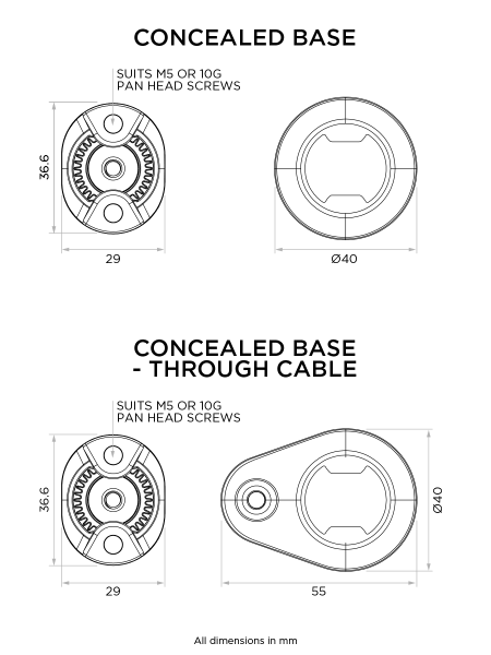 Bază Quad Lock 360 - ascuns prin cablu-0