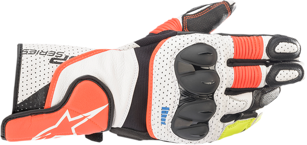 Manusi Piele Alpinestars SP-2 v3 Alb/Red Fluo/Negru-0