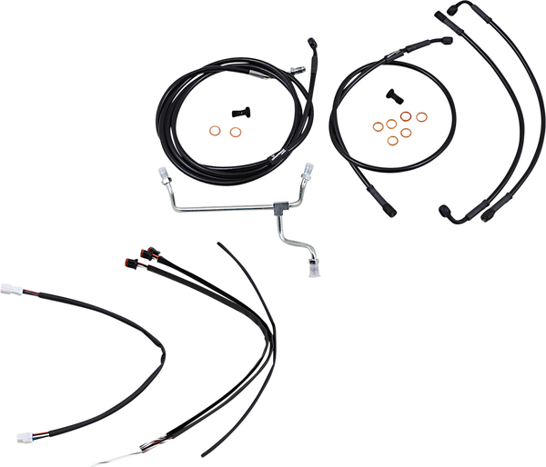 Complete Black Vinyl Handlebar Cable/line Kit For Ape Hanger Handlebars Black, 1, nordicamoto.ro