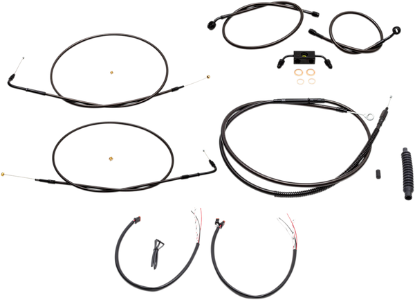 Complete Midnight Braided Handlebar Cable/brake Line Kit Black, 1, nordicamoto.ro