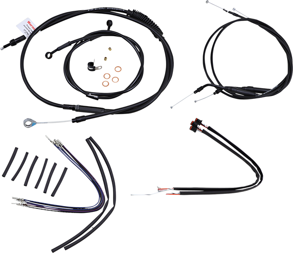 Complete Black Vinyl Handlebar Cable/line Kit For Ape Hanger Handlebars Black, 1, nordicamoto.ro