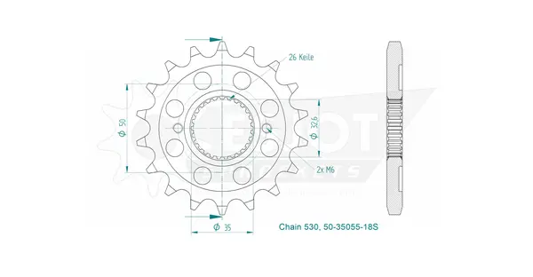 Sport Sprocket Front 530 Natural, 2, nordicamoto.ro