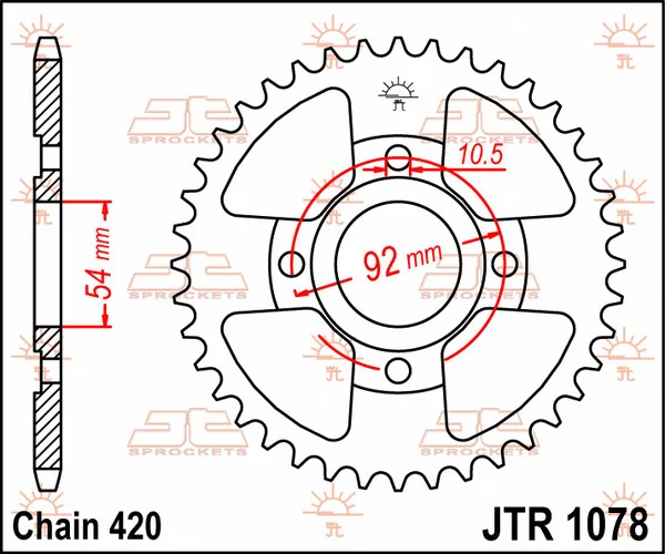 JT SPROCKETS Pinion spate, culoare naturală, 1, nordicamoto.ro