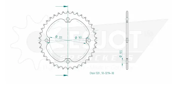Pinion standard spate 520 negru, 2, nordicamoto.ro