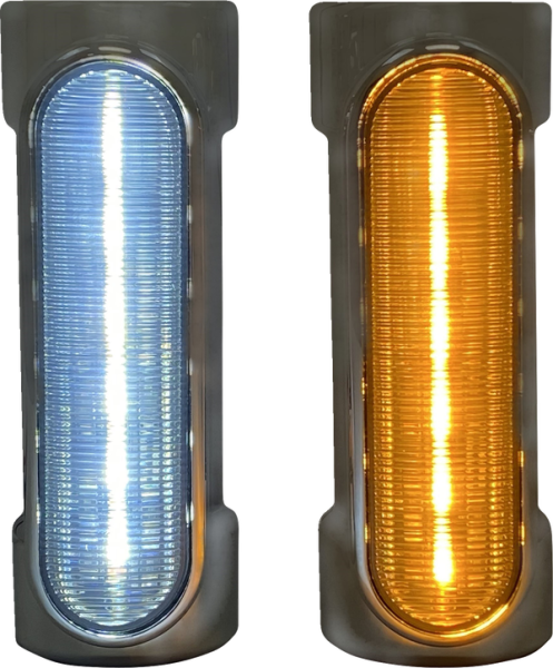 Dynamic Amber/white Engine Guard Leds/universal Chrome, 2, nordicamoto.ro