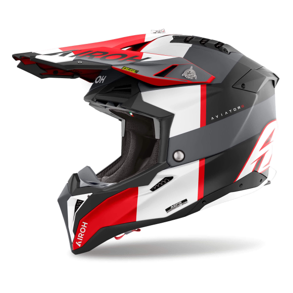 Cască Moto Cross Airoh Aviator 3 Monarch Negru/Gri/Roșu Mat, 1, nordicamoto.ro