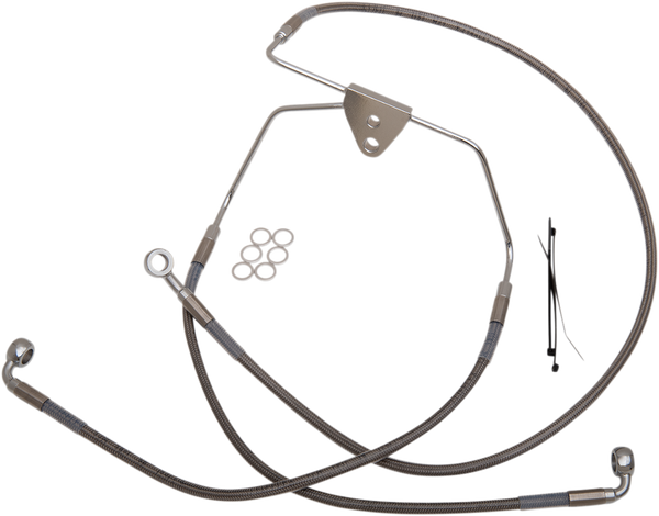 Extended Length Stainless Steel Brake Line Kit Silver, Clear-coated Oversize [+254 mm (10'')], 1, nordicamoto.ro