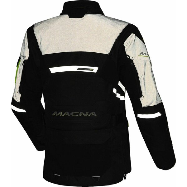 Geaca dama textil impermeabila touring/adventure MACNA FLEXODUS Night Eye™ XS Negru Night Eye/Galben fluo, 6, nordicamoto.ro