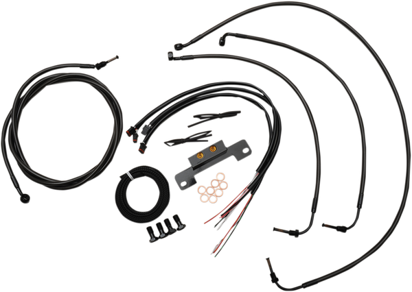 Complete Midnight Braided Handlebar Cable/brake Line Kit Black, 1, nordicamoto.ro