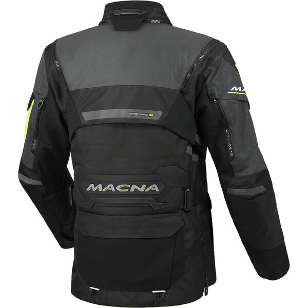 Geaca dama textil impermeabila touring/adventure MACNA FLEXODUS Night Eye™ XS Negru Night Eye/Galben fluo, 10, nordicamoto.ro