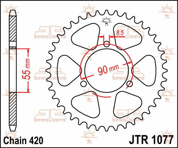 JT SPROCKETS Pinion spate, culoare naturală, 1, nordicamoto.ro