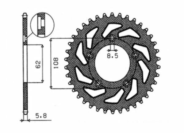 Steel Rear Sprocket Natural, 2, nordicamoto.ro
