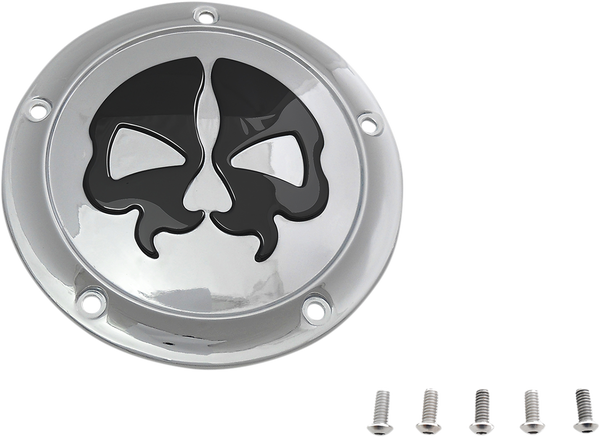 Split Skull Derby Cover Black, Chrome, 1, nordicamoto.ro