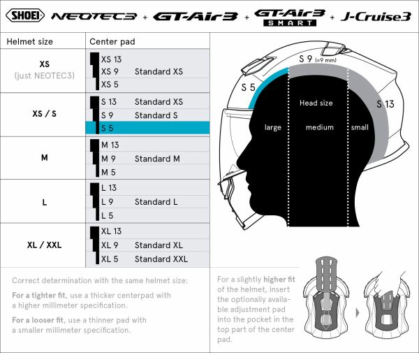 Captuseala casca SHOEI NEO3/GT3/JCR3 Type-Q XL13-0