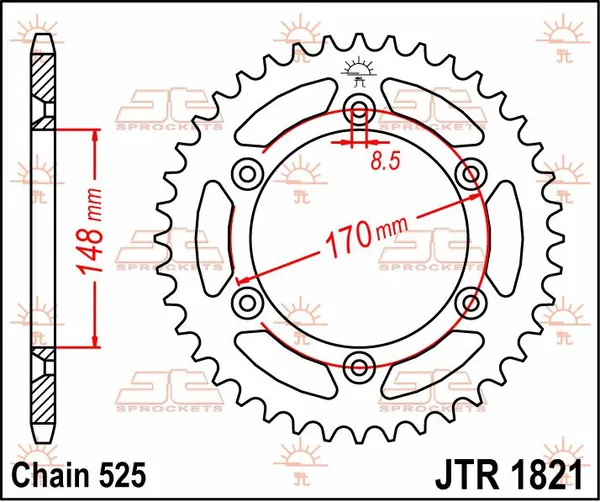JT SPROCKETS Rear Sprocket Natural -0