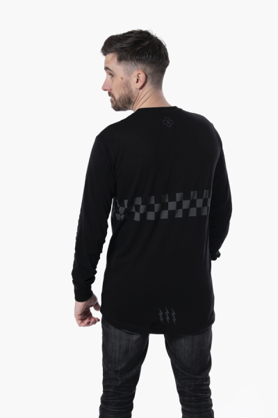 Moto Mesh Long Sleeve Bicycle Jersey Black -7