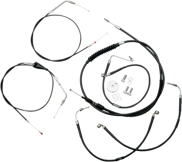 Standard Black Vinyl Braided Handlebar Cable/brake Line Kit Black, 1, nordicamoto.ro